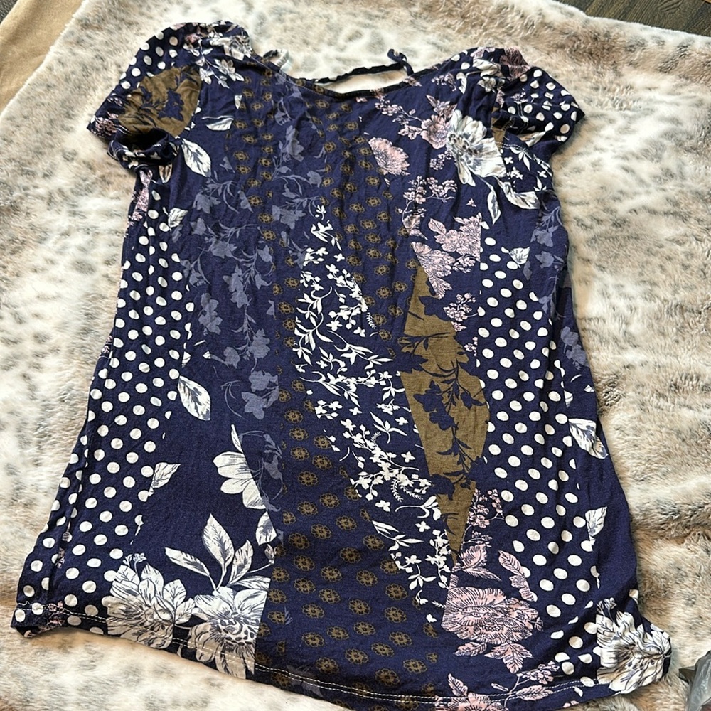 Blue floral top, XS
